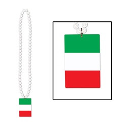 Beads with Printed Italian Flag Medallion (1/pkg)