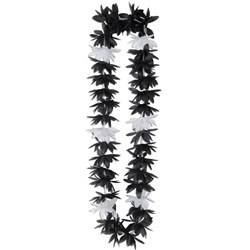 Black and White Silk N Petals Lotus Leis (1/pkg)