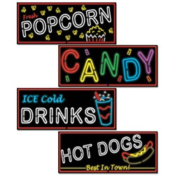 Neon Food Sign Cutouts (4/pkg)