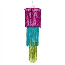 Cerise, Light Green, Turquoise 3-Tier Shimmering Chandelier