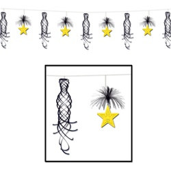 Black and Gold Star Shimmering Garland (1/pkg)