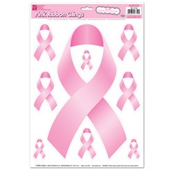 Pink Ribbon Clings (9/sheet)