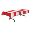 Red and White Striped Plastic Tablecover