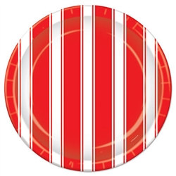 Red & White Stripes Luncheon Plates