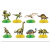 The Dinosaur Mini Centerpieces are made of cardstock with a tissue base. Printed two sides. Sizes range in measurement from 4 inches to 6 1/4 inches. Completely assembled, open round. Contains 8 per package.