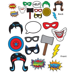 These cardstock photo props are a fun accessory to show everybody you're a villain or a hero! Each of these twelve hand held signs are printed on both sides, allowing you to create multiple characters.