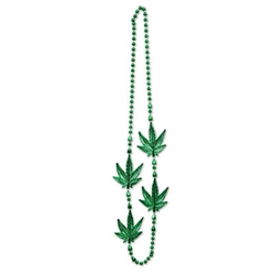 Show off your love for the green by wearing these Weed Beads at your 420 party. These green plastic beads show that you really are ready for the 4/20 festivities. The beaded necklace measures 40 inches long and comes one per package.