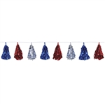 Decorate for any patriotic or election theme party with our red, silver and blue Metallic Tassel Garland. This eight foot long garland contains twelve tassels alternating in color between red, silver and blue! Comes one garland per package.