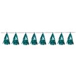 This Turquoise Metallic Tassel Garland is a tried and true way to add vibrant color, motion and interest to your event venue.  Completely assembled and easy to hang, this 8 foot long garland will be the finishing touch to your decor.  Reusable with care.