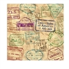 The Around The World Luncheon Napkins are two ply paper napkins and measure 6 1/2 inches by 6 1/2 inches. They're printed with stamps of different countries around the world. Contains 16 napkins per package.