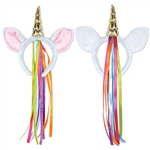 Our Unicorn Headband is so comfortable that you'll likely forget you're even wearing it! It's extremely colorful and features a gold horn between the two ears on the headband. Please note that this item cannot be returned due to hygiene-related concerns.