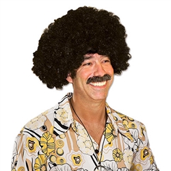 Get ready for a 70's disco party or your Halloween party by sporting this fashionable Afro Wig! Just put this on and in just seconds, you'll have an afro that will make everyone else jealous. It's a one size fits most and is made of 100% synthetic fiber.