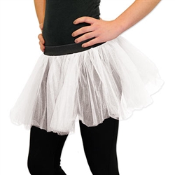Finish off your ballerina outfit with our White Tutu. It's made of 100% polyester and is a one size fits most. Just slide this tutu over a pair of tights and you're instantly a ballerina! We have other colors including black, purple and lime green.