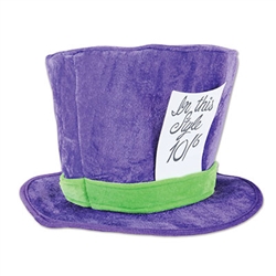 This plush Mad Hatter Hat is made of a soft purple and green material and this hat is extremely comfortable to wear.