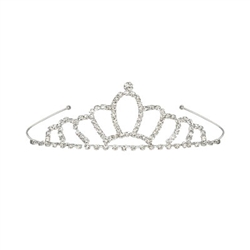 The Royal Rhinestone Tiara is a silver metal tiara embellished with sparkly rhinestones. Its perfect for celebrating your birthday, bachlorette party, or any special occasion! Fits full adult head size. One size fits most. No returns.