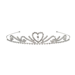 The Royal Rhinestone Tiara is decorated with gem swirls with a heart in the center with a faux gem in the middle. Fits full adult head size. One size fits most. Due to hygiene-related concerns, this item is not eligible for return. One per package.