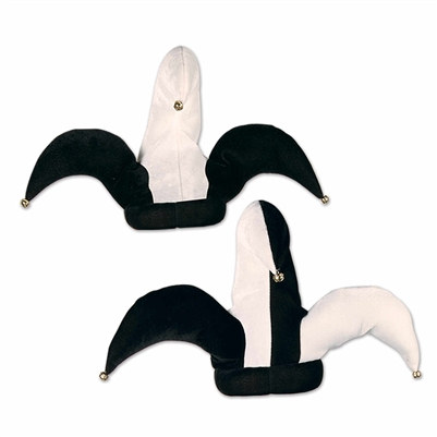 Plush Black and White Jester Hat