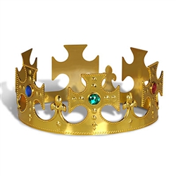 Plastic Jeweled Kings Crown Gold