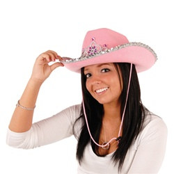 Light-Up Rhinestone Cowgirl Hat, full head size; battery included