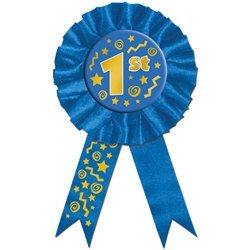 Blue 1st Award Ribbon Button