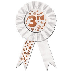 White "3rd" Rosette Award Ribbon