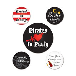 Pirate Party Buttons (5/pkg)