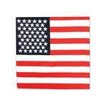 Wear this patriotic bandana with pride. Printed on 100% polyester fabric, in the design of the United States Flag, this great party decoration can be worn with your favorite outfit or simply hung for display.