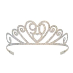 The Glittered Metal 90 Tiara will add some sparkle to the 90th birthday girl's celebration. The intricate design of the silver metal features hearts, swirls, the number 90, and is embellished with silver glitter. One size fits most. No returns.