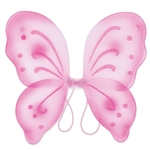 These pink Nylon Fairy Wings will complete any fairy or butterfly costume out there. With glitter embellishments, these fun wings are sure to please anyone. More colors are available.