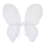These white Nylon Fairy Wings will complete any fairy or butterfly costume out there. With glitter embellishments, these fun wings are sure to please anyone. More colors are available.