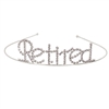 The Retired Royal Rhinestone Tiara is made of silver metal and reads "retired" in rhinestones. One size fits most. One per package. Due to hygiene-related concerns, this item is not eligible for return.