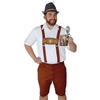 These Bavarian Suspenders are made of brown felt, and adjust from approximately 43 inches to 52 inches. A 9-inch printed Bavarian theme insert joins the suspenders. Metal clips attach to both ends, allowing for secure fastening to pants. One per pkg