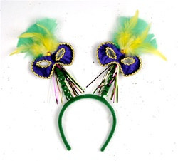 Mardi Gras Mask w/Feathers Boppers