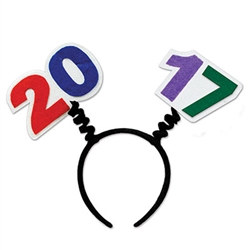 Whether you’re celebrating out on the town or watching the ball drop from your living room, top off your outfit with these 2017 Boppers. Felt 2017 cutouts sit on top of a black plastic headband. These 2017 head boppers will fit most adults.