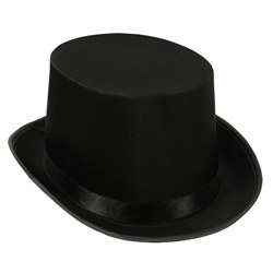 Black Satin Deluxe Top Hat - Perfect for parties or your SteamPunk look.