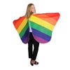 Spread your wings in Pride with these fun, colorful Fabric Rainbow Wings!  The measure 5.5 feet across by 38 inches tall and include elastic shoulder straps to make sure they don't fly away on their own!