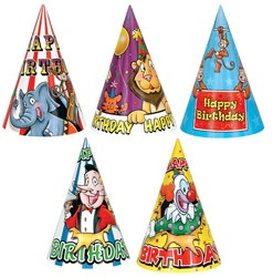 Bulk Circus Birthday Hats (Assorted Designs)