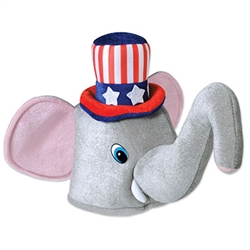 This one size fits most adults plush hat is 11.5 inches tall with a head opening 21.5 inches in circumference. The trunk is 13.5 inches long.  Please note: Due to hygiene concerns, this item is non-returnable.