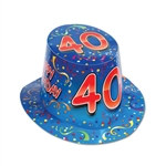 Blue Happy 40 Birthday Hi-Hat (sold 25 per box)