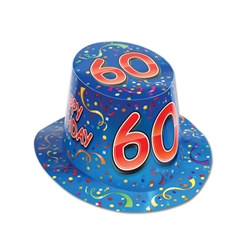 Blue Happy 60 Birthday Hi-Hat (sold 25 per box)