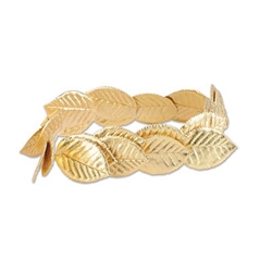 The Fabric Roman Laurel Wreath is an economical costume accessory to transform you to Greek or Roman times. The gold fabric leaves are attached to an elasticized band, forming a headpiece that will fit most adults. Not eligible for returns.