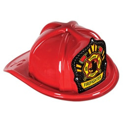 Red Plastic Firefighter Hat (Firefighter Shield)