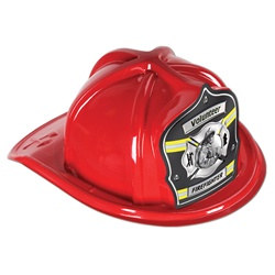 Red Firefighter Volunteer Hat (Gray Shield)