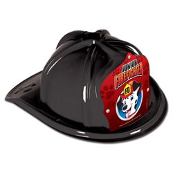 Junior Black Firefighter Hat (Dalmatian Red Shield)