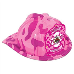 Pink Camo Plastic Jr Firefighter Hat