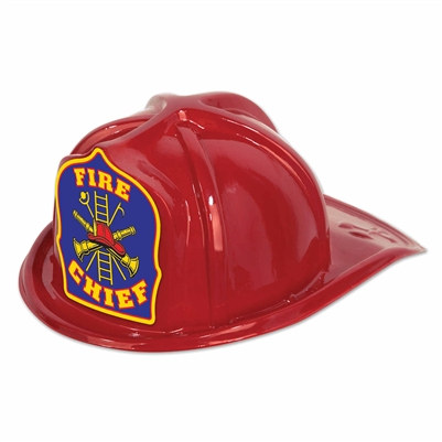 Red Plastic Fire Chief Hat