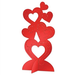 3-D Glittered Heart Centerpiece