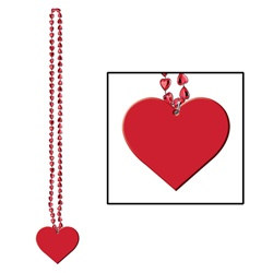 Cinnamon Heart Beads with Heart Medallion (2/pkg)