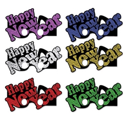 Make sure your party guests see a good time with these multi colored Happy New Years Glasses!  Each package contain 6 pairs of fun glasses to help ring the New Year in right.  One size fits most.