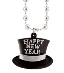 Silver New Year Beads with Top Hat Medallion